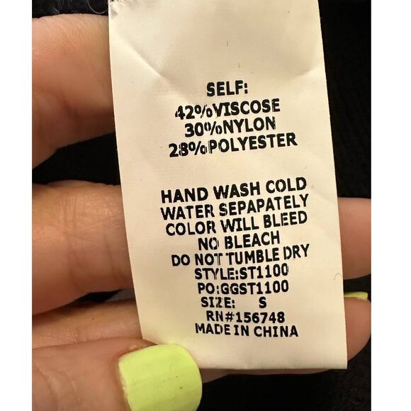 Racheal black crew neck long sequin sleeves sweater size Small - Picture 6 of 11